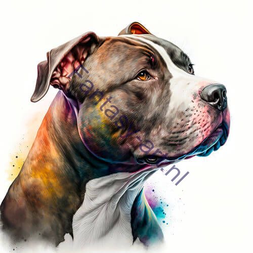 a close-up of an American Staffordshire Terrier on a white background, an illustration