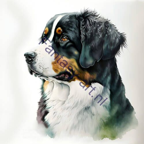 a close up of a Appenzeller Sennenhunde on a white background, an airbrush painting