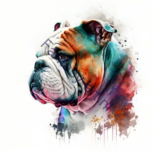 a close-up of a Bulldog on a white background