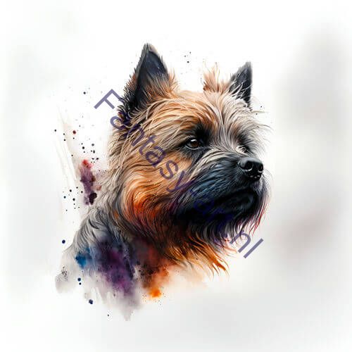a painting of a Cairn Terrier on a white background
