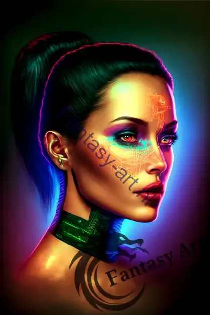  Cyberpunk art showcases a realistic art style and full-color digital illustration.