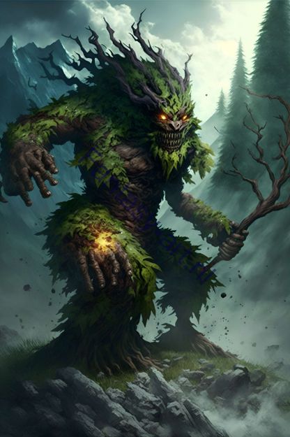 Earth Elemental Tree Monster in the Woods