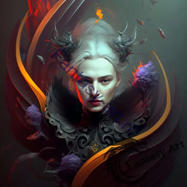 a bewitched vampire queen with baroque details, showcasing abstract concept art 